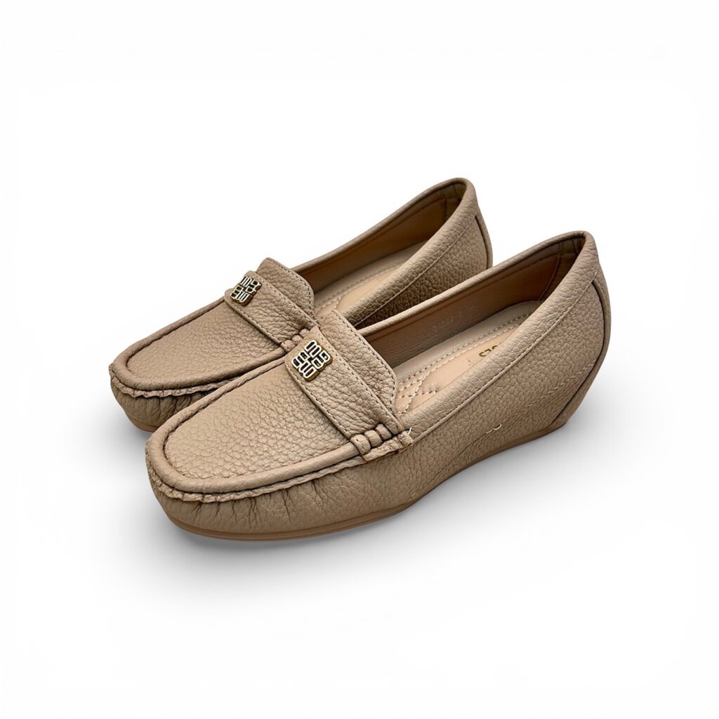 Beige Wedge Loafers for Women – Comfort Slip-On Everyday Shoes