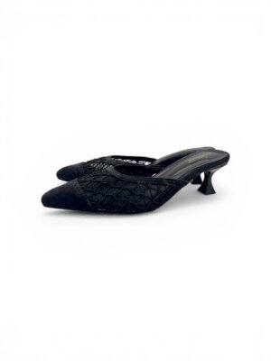 black mesh kitten heels for women