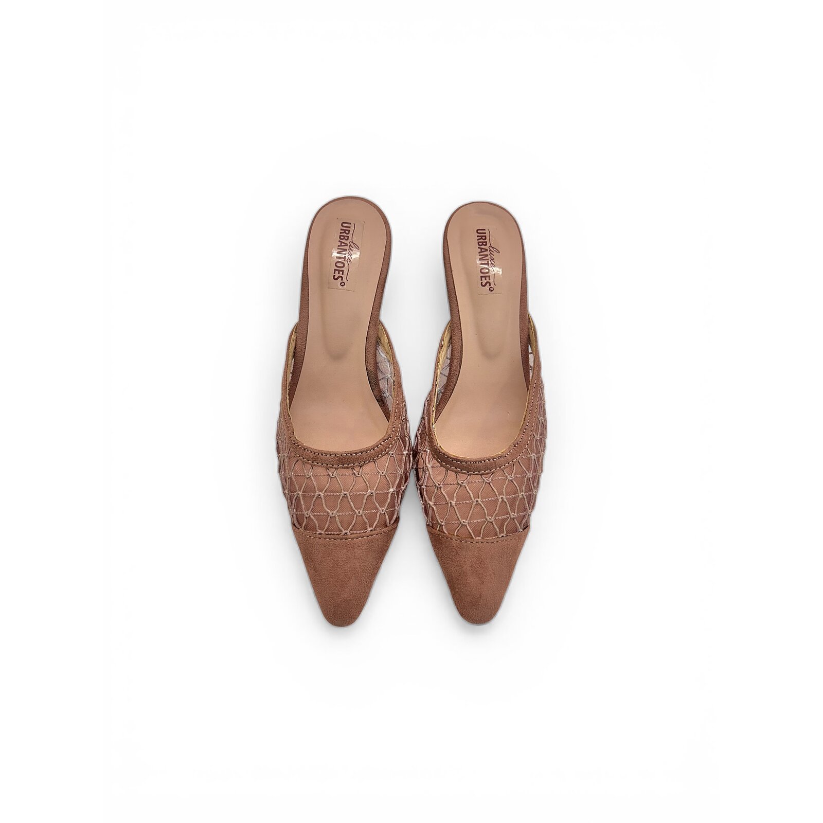 Nude Mesh Kitten Heels for Women – Pointed Toe Mule Heels - Image 2