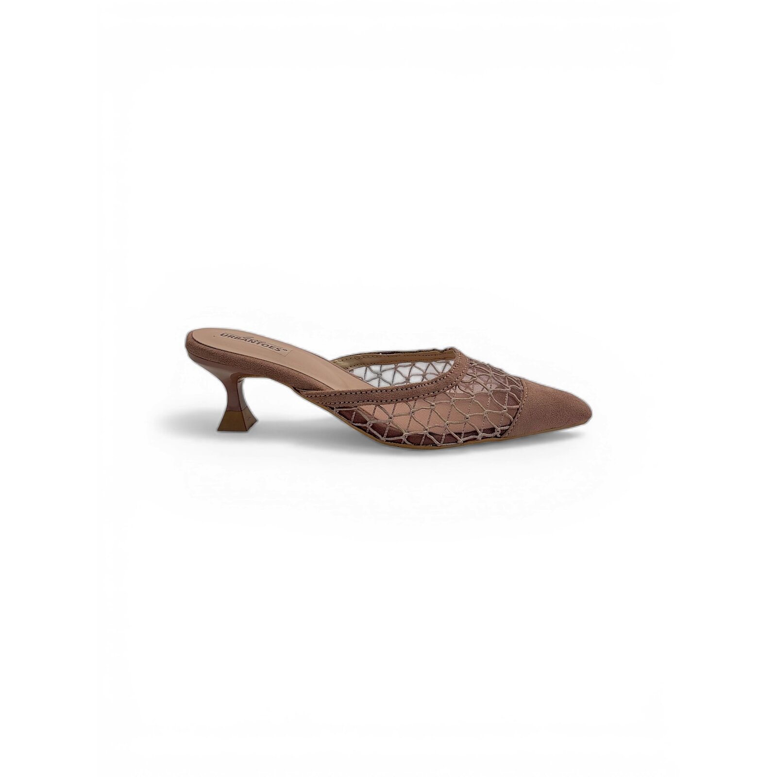 Nude Mesh Kitten Heels for Women – Pointed Toe Mule Heels - Image 4