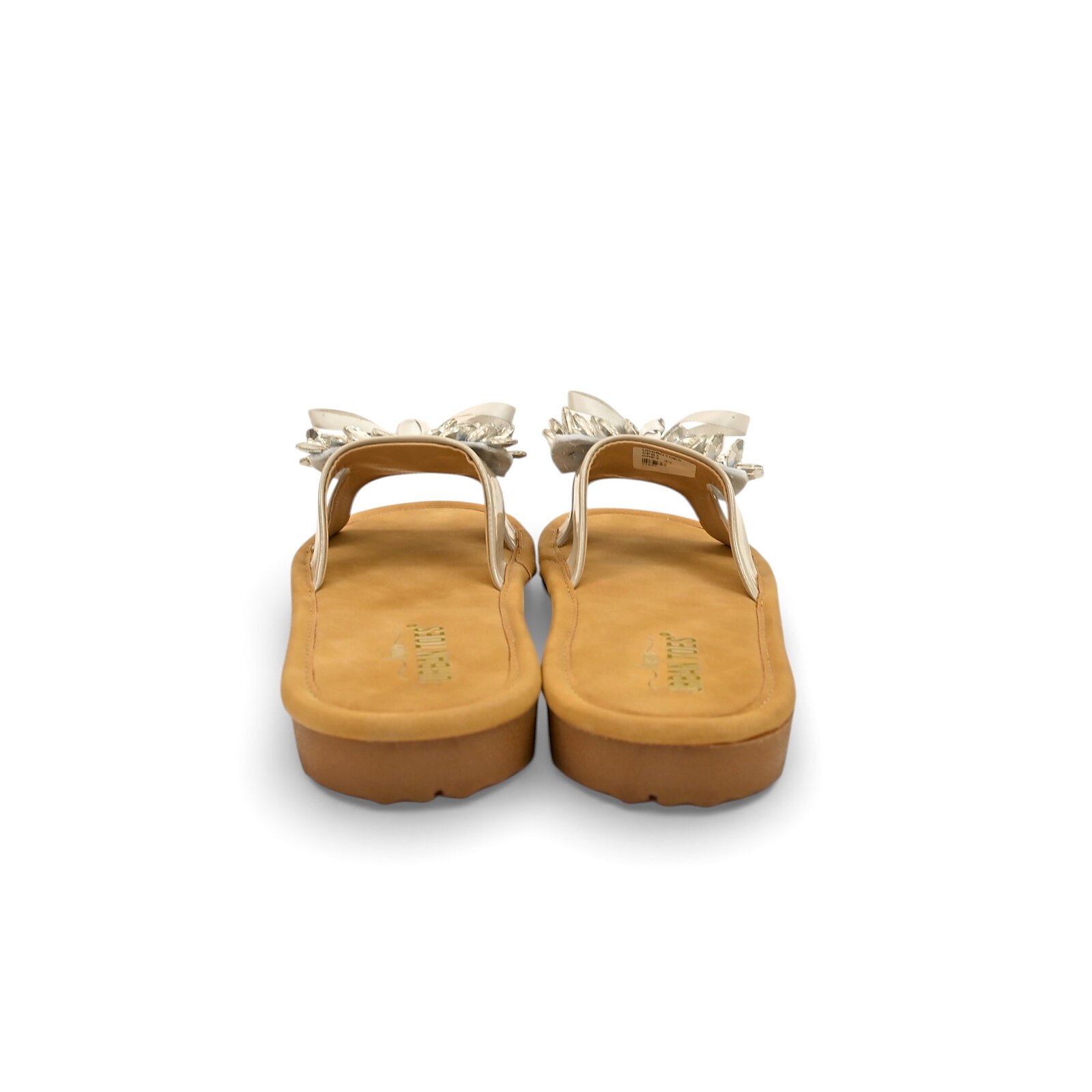 Grey Embellished Flat Slide Sandals for Women – Crystal Bow Comfort Flats - Image 4
