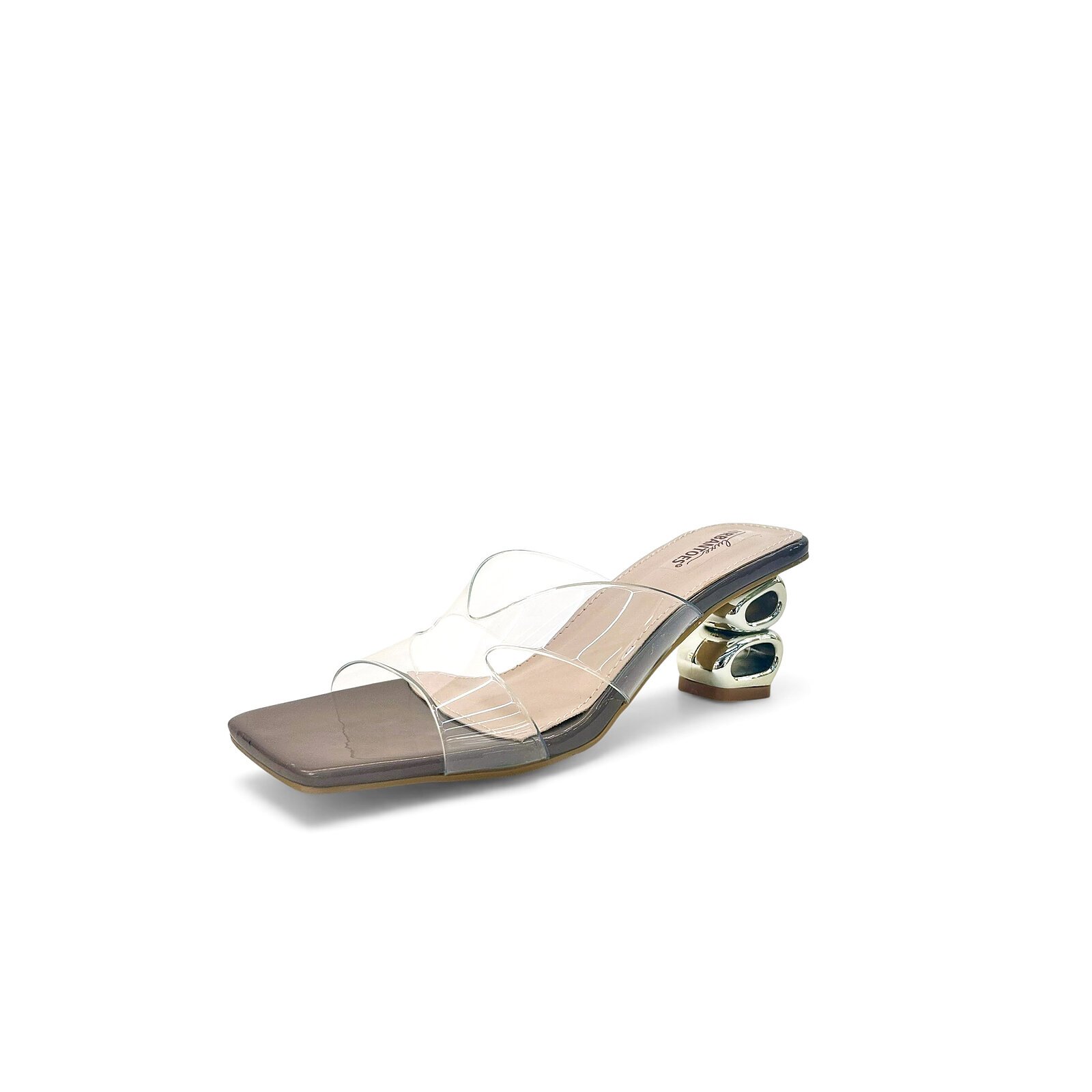 Transparent Brown Strap Designer Heels Sandals for Women – Urbantoes India - Image 2