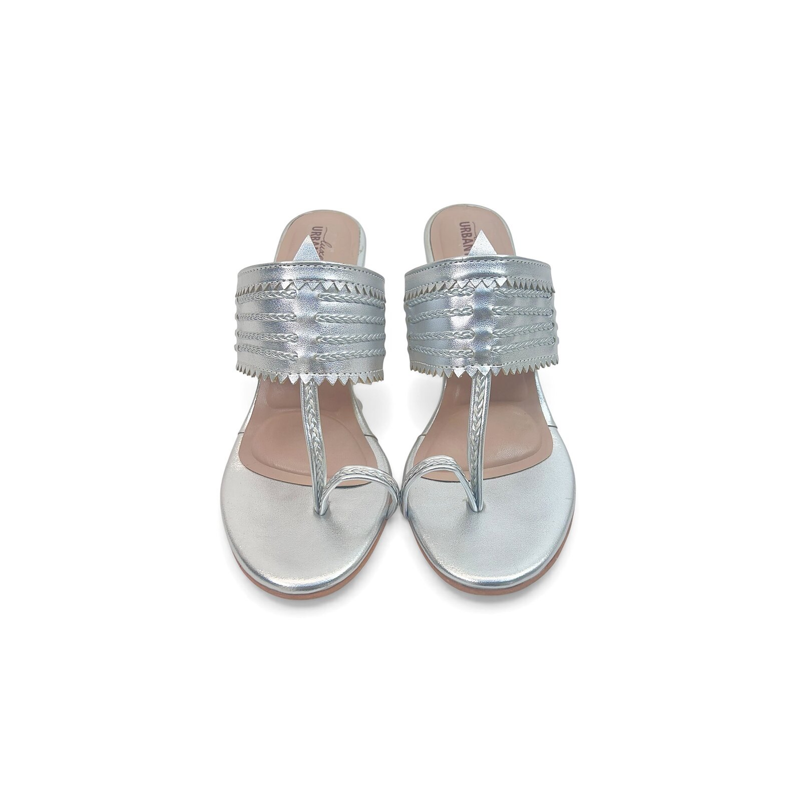 Silver Kolhapuri Block Heel Slipper for Women – Urbantoes - Image 2