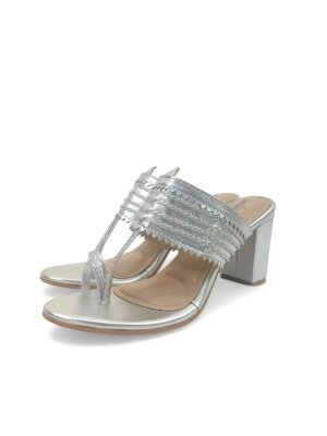 silver kolhapuri block heel slipper