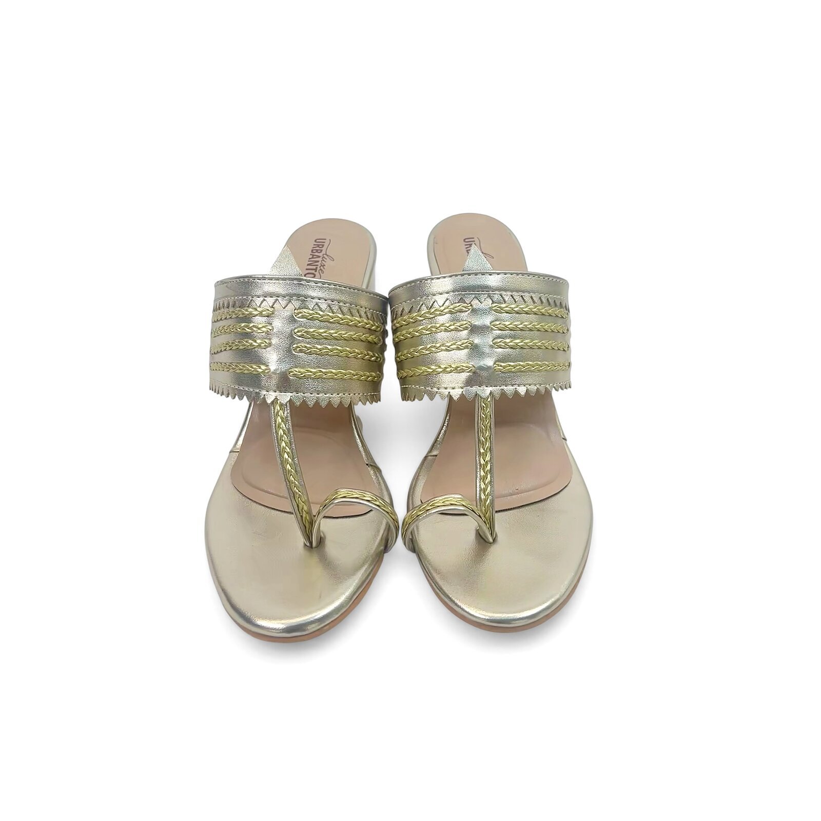 Gold Kolhapuri Block Heel Slipper for Women – Urbantoes - Image 2