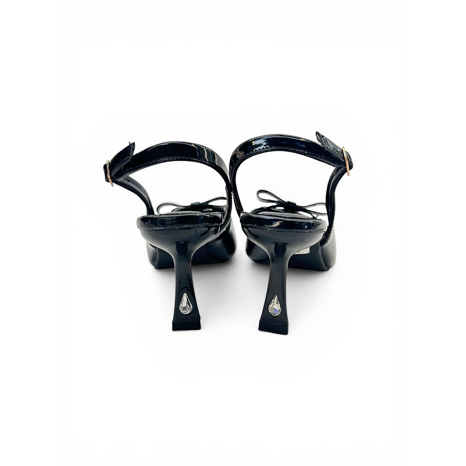 Black Patent Slingback Kitten Heels with Bow – Urbantoes India - Image 5