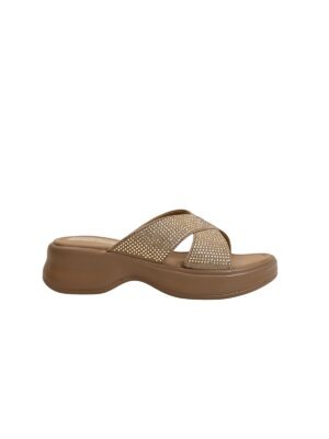 Brown Embellished Platform Slide for Women – Comfort Daily Wear