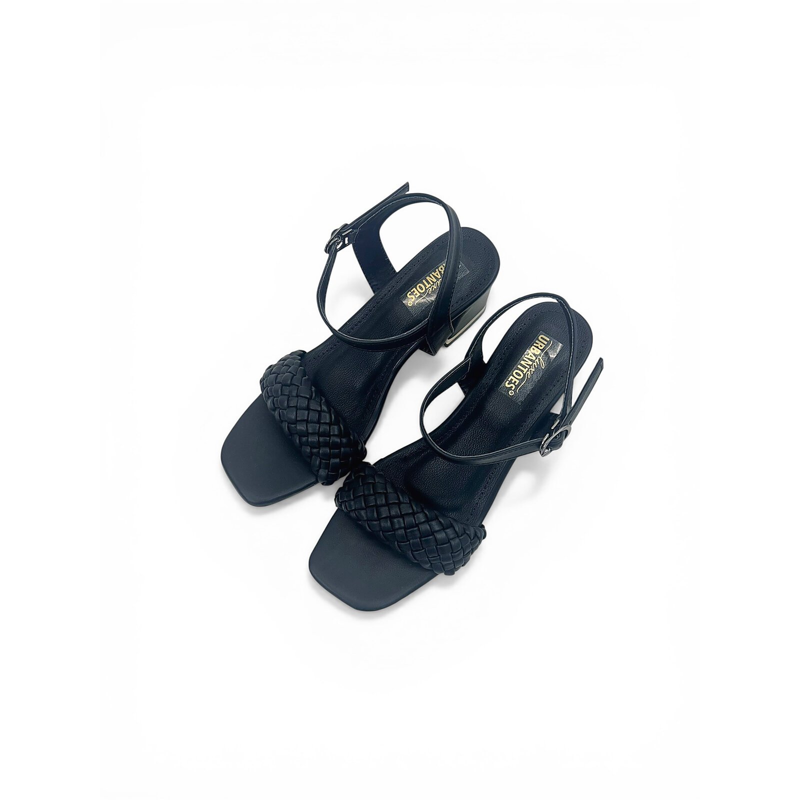 Black Woven Block Heel Sandals for Women – Urbantoes India - Image 3