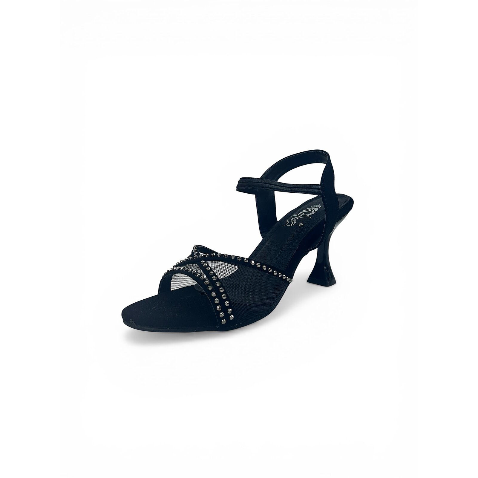 black studded kitten heel sandals