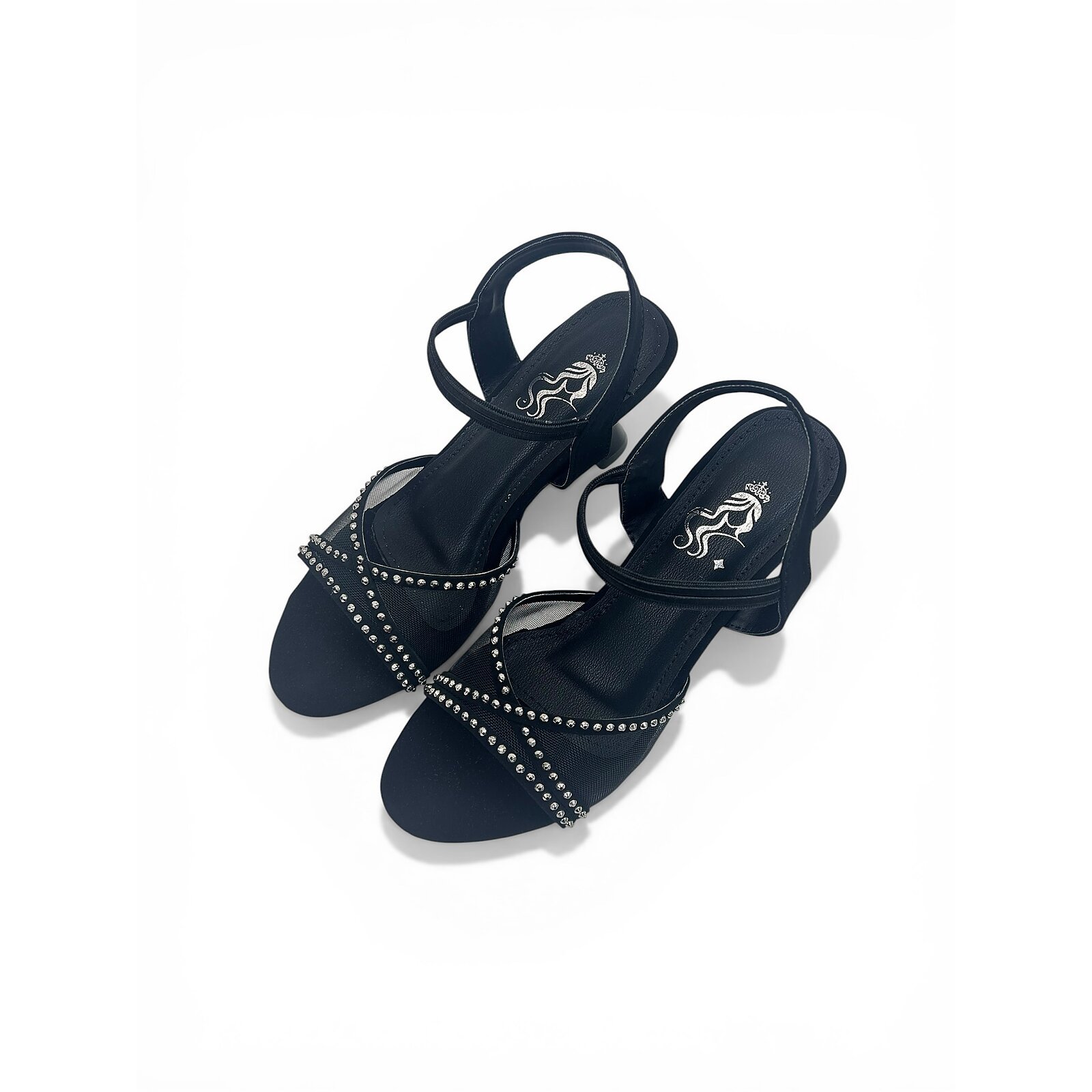 Black Studded Kitten Heel Sandals for Women – Urbantoes India - Image 2