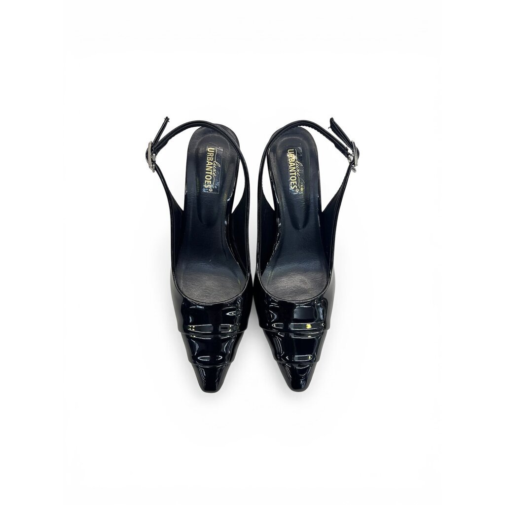 Black Patent Slingback Kitten Heels for Women – Urbantoes India