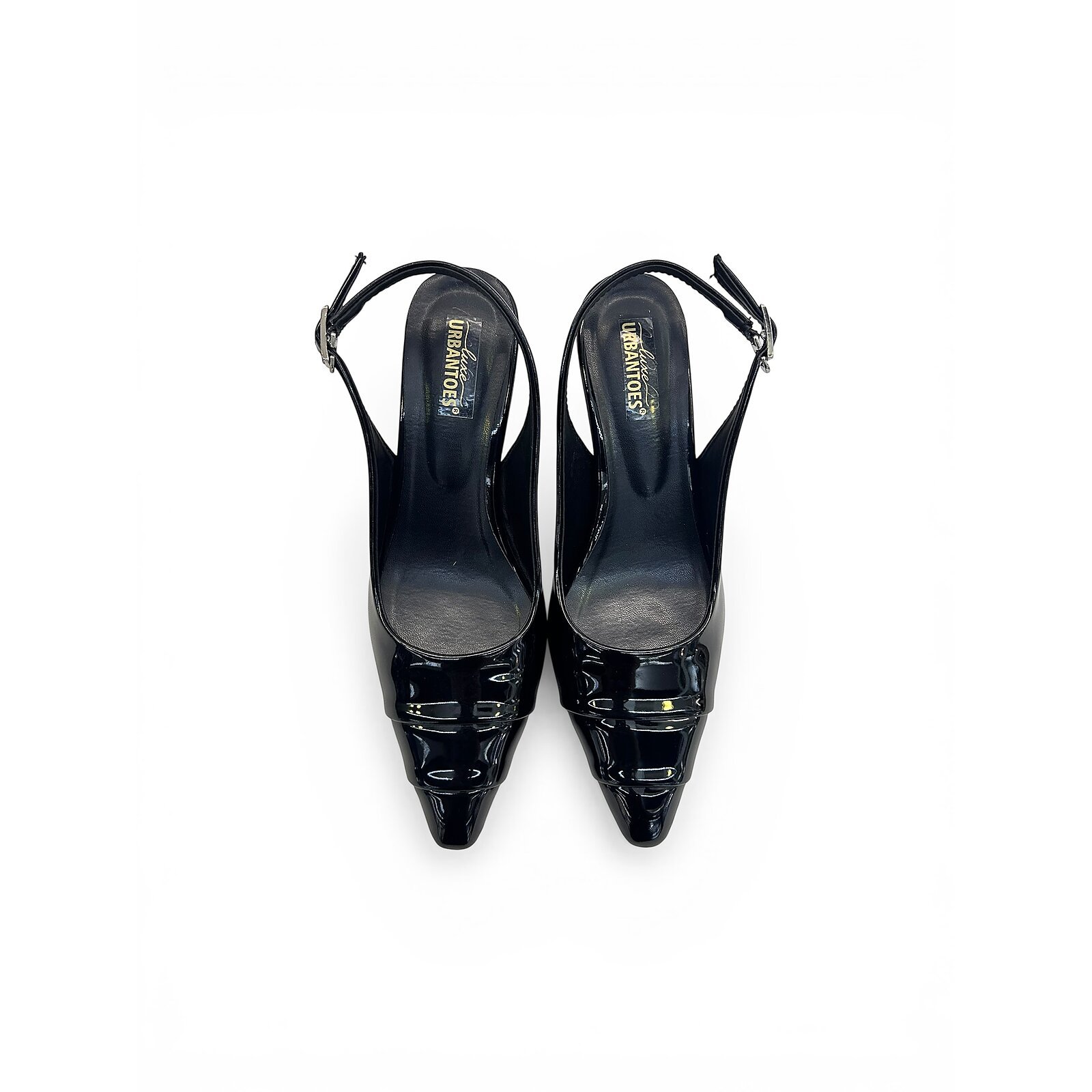 Black Patent Slingback Kitten Heels for Women – Urbantoes India - Image 2