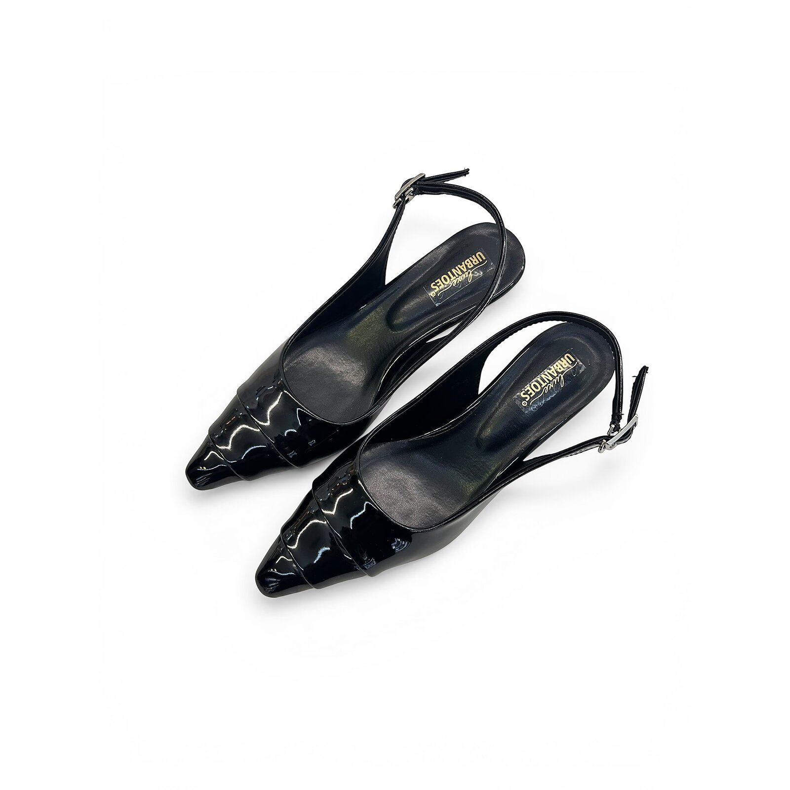 Black Patent Slingback Kitten Heels for Women – Urbantoes India - Image 5