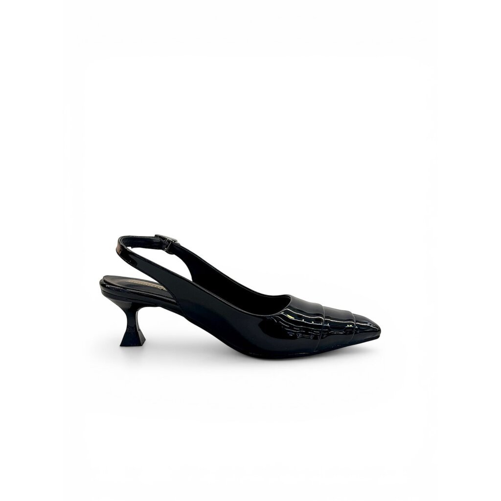Black Patent Slingback Kitten Heels for Women – Urbantoes India
