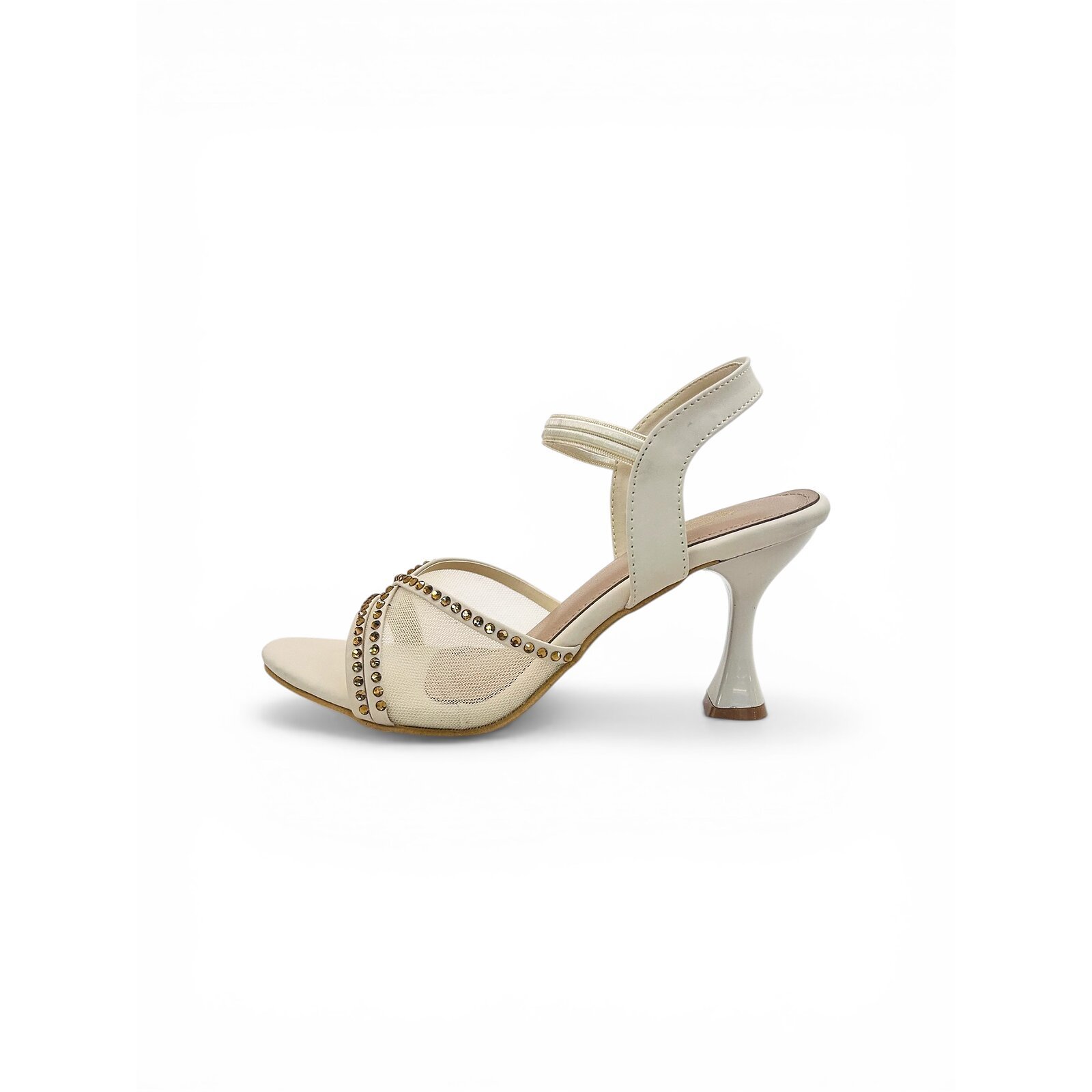 Cream Studded Kitten Heel Sandals for Women – Urbantoes India - Image 3