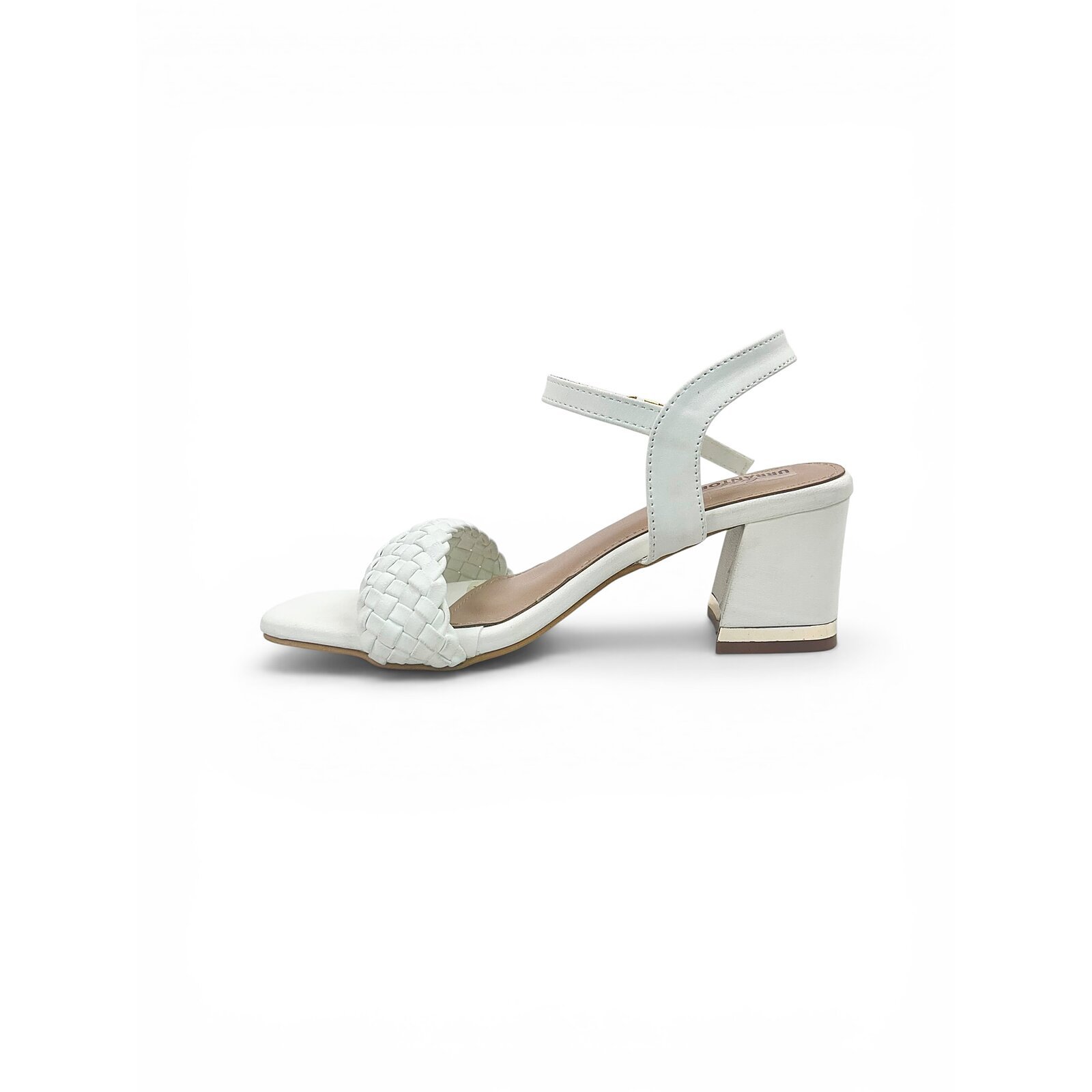 White Woven Block Heel Sandals for Women – Urbantoes India - Image 3