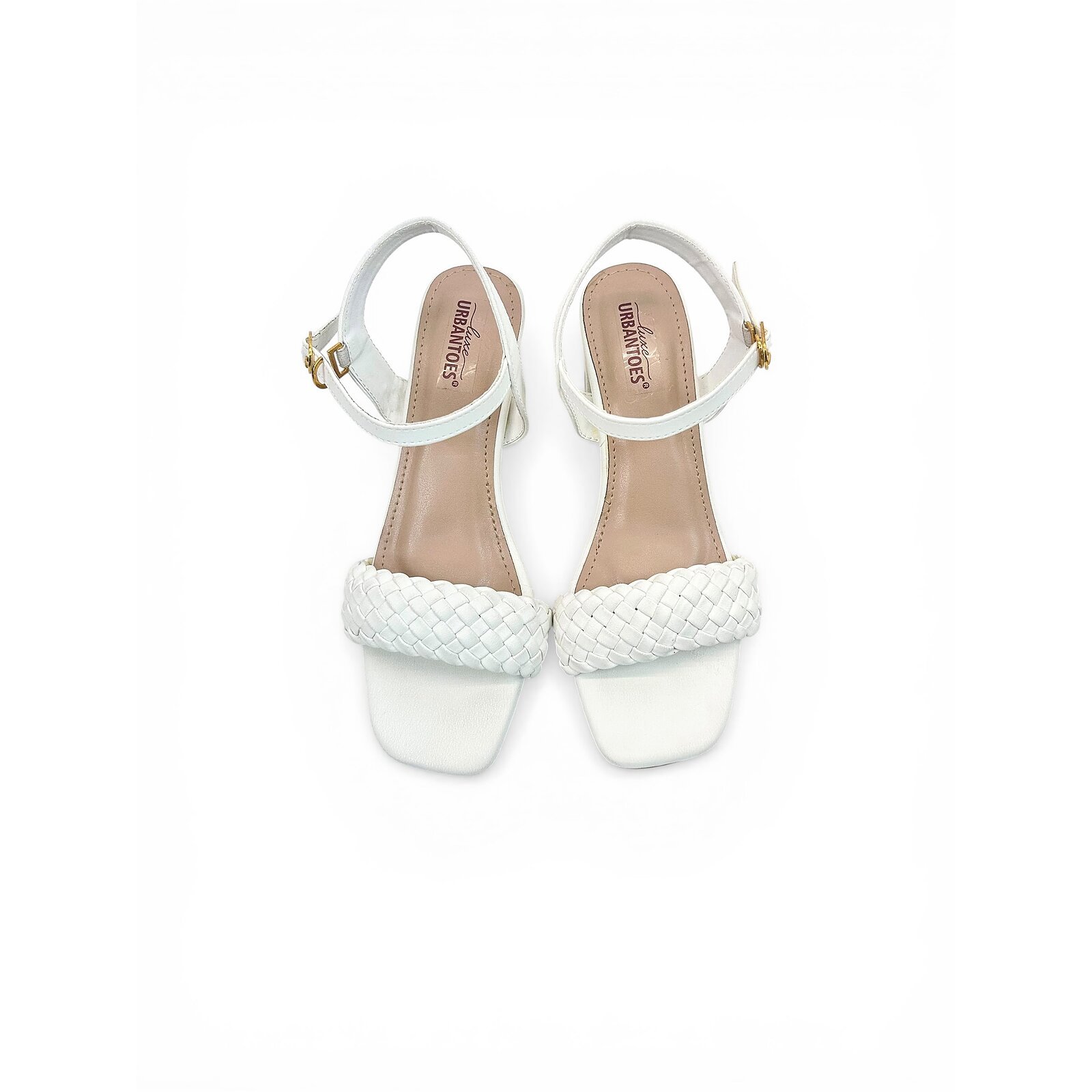 White Woven Block Heel Sandals for Women – Urbantoes India - Image 2