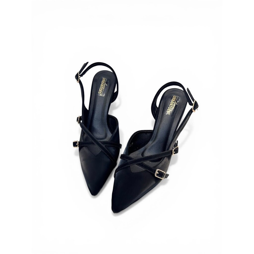 Black Pointed Toe Slingback Kitten Heels for Women – Urbantoes India