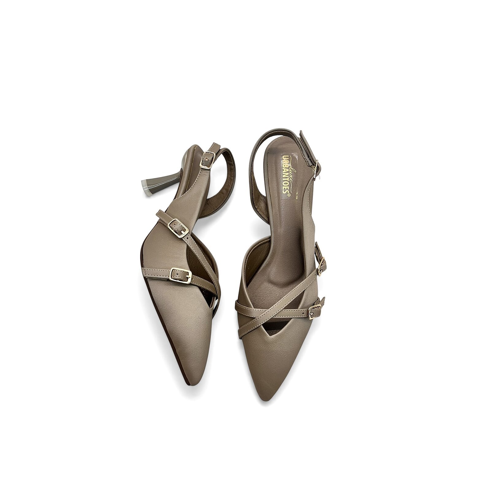 Beige Pointed Toe Slingback Kitten Heels for Women – Urbantoes India - Image 2