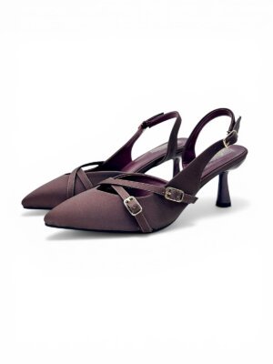 Cherry Pointed Toe Slingback Kitten Heels