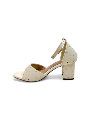Cream Bridal Block Heel Sandals