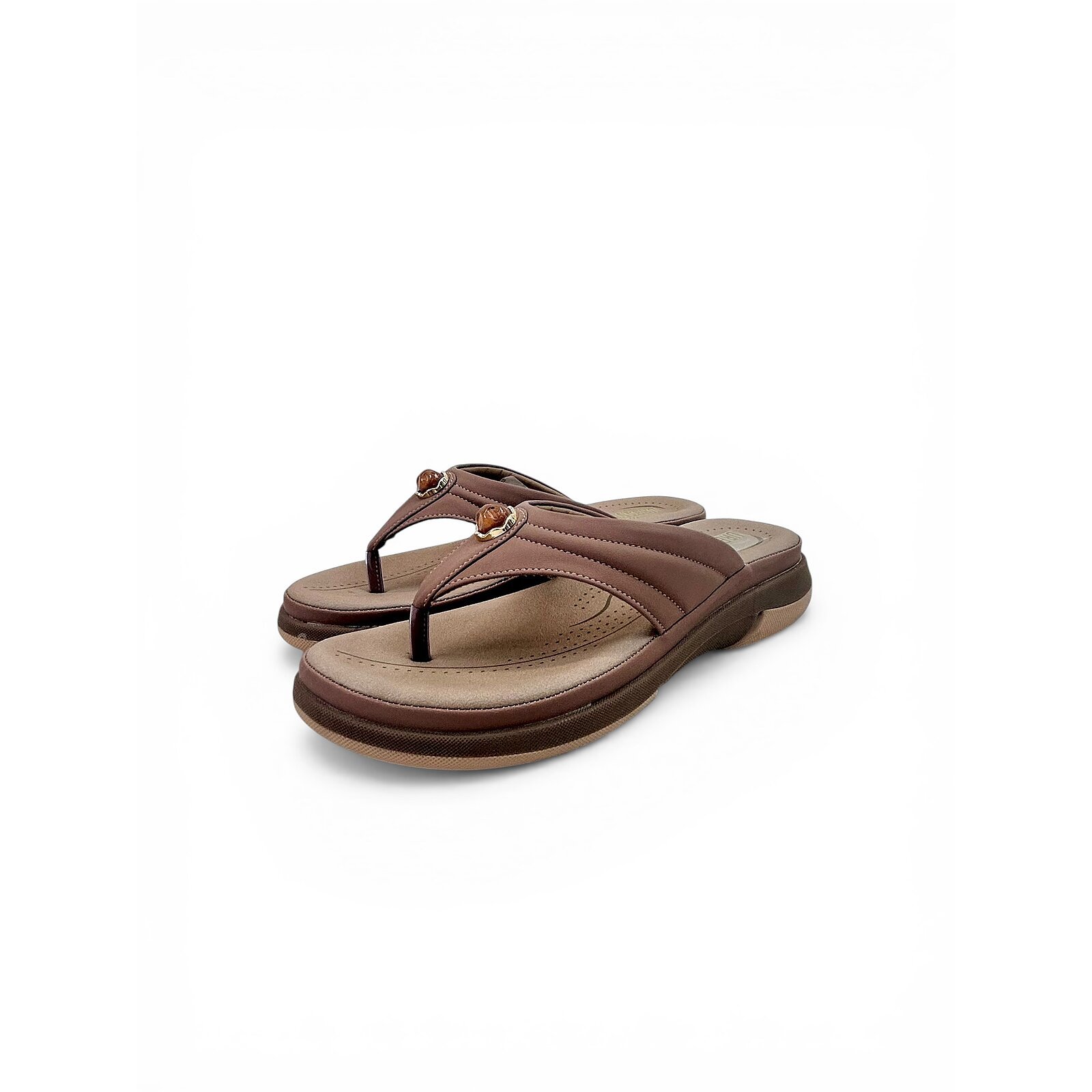 brown comfort toe post sandals