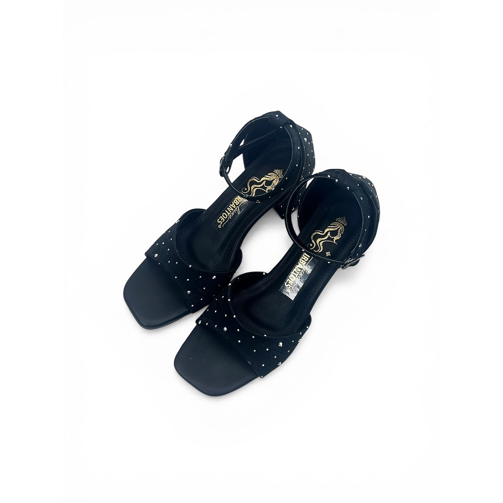 Black Studded Ankle Strap Block Heel Sandals for Women – Urbantoes - Image 3