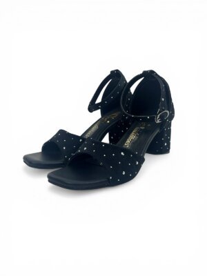 Black Studded Block Heel Sandals