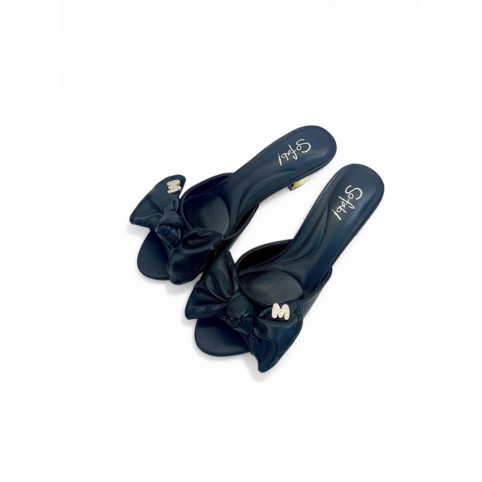 Black Bow Detail Slip-On Statement Heels for Women – Urbantoes India - Image 4