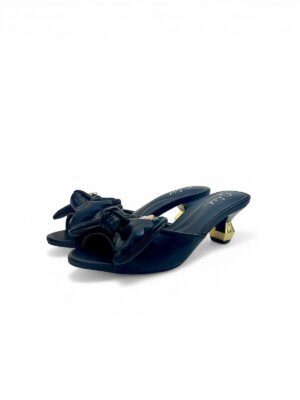 Black Bow Detail Slip-On Statement Heels