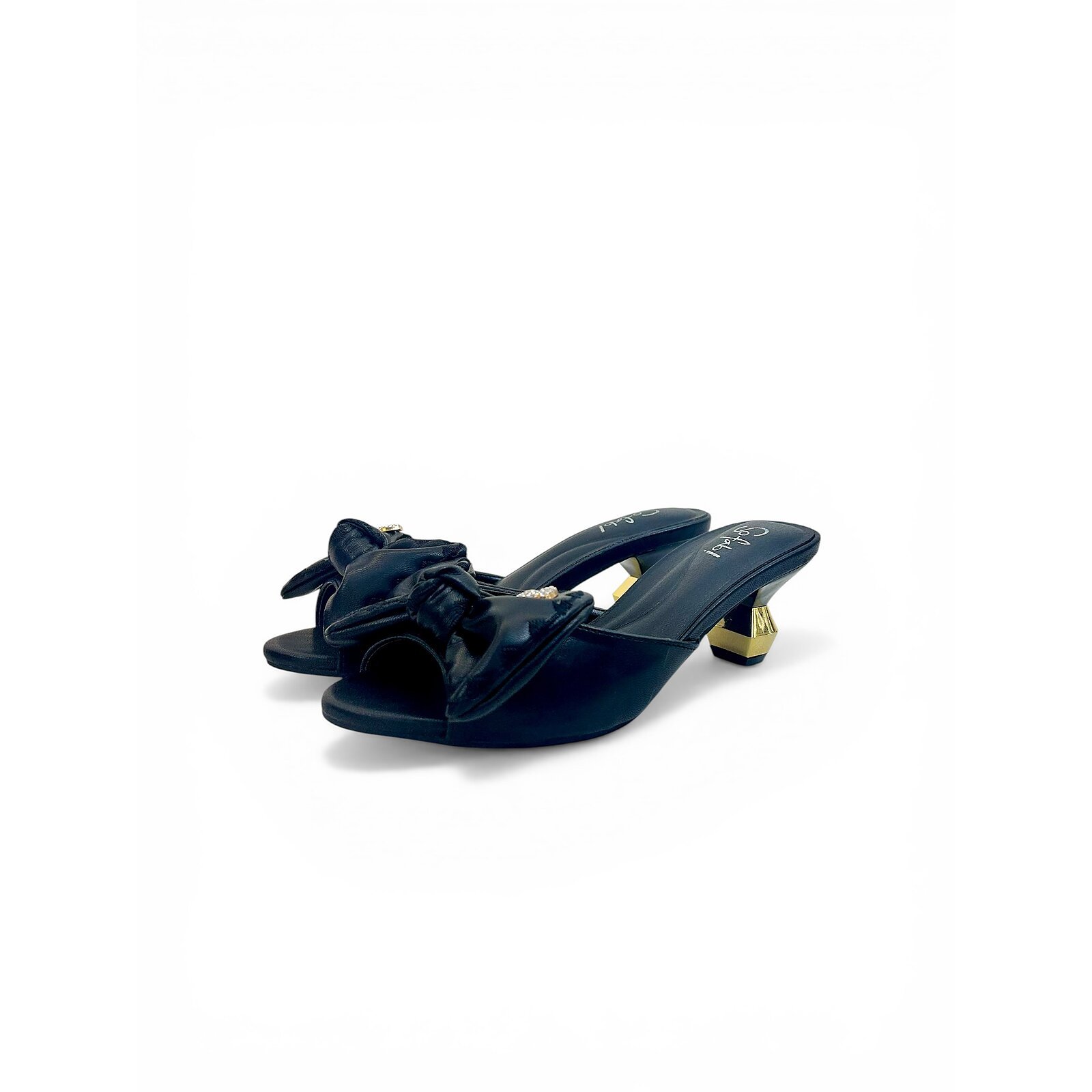 Black Bow Detail Slip-On Statement Heels