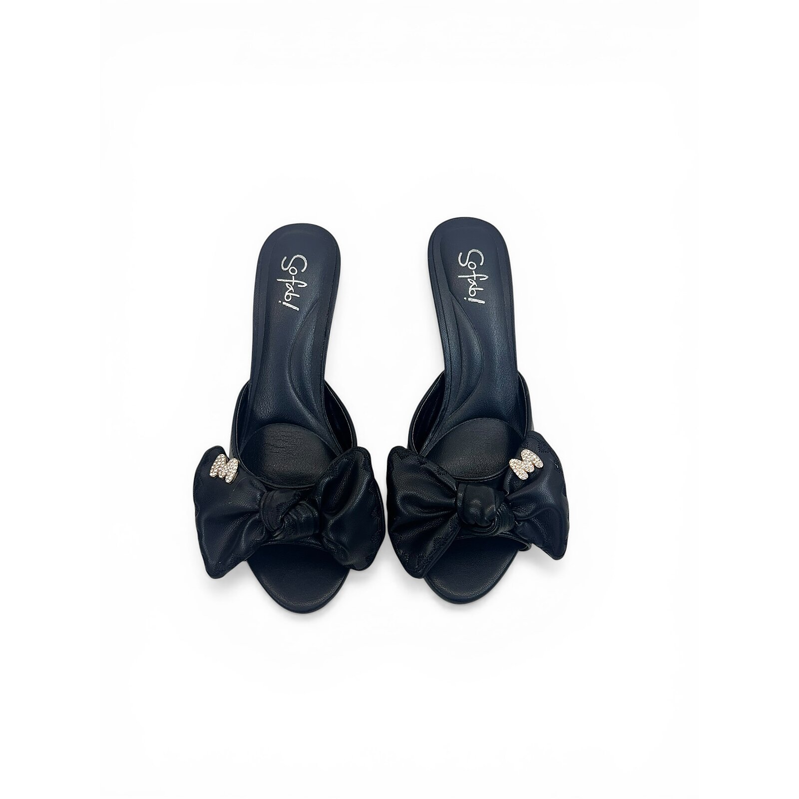Black Bow Detail Slip-On Statement Heels for Women – Urbantoes India - Image 2