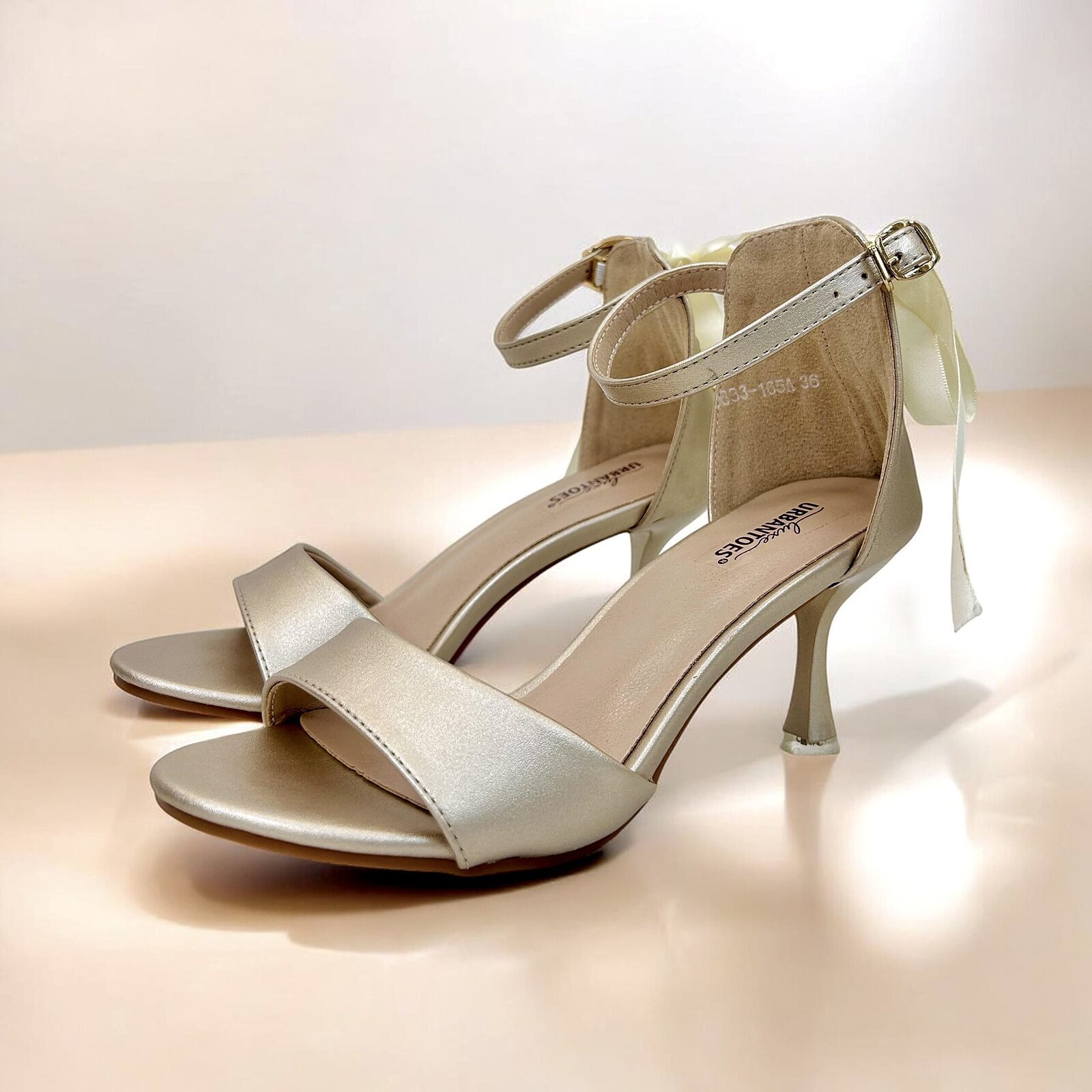 soft gold ankle strap heels