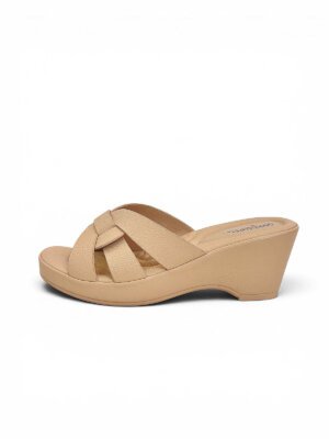 beige wedge slippers for women