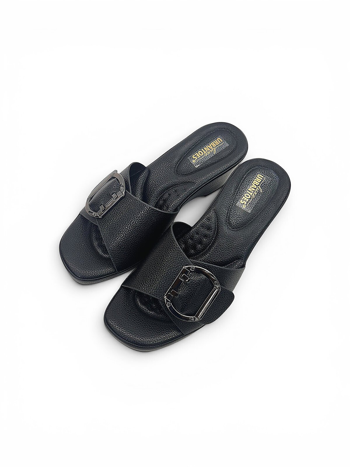 Black Wedge Sandals for Women Daily Wear with Buckle | UrbanToes - Image 5