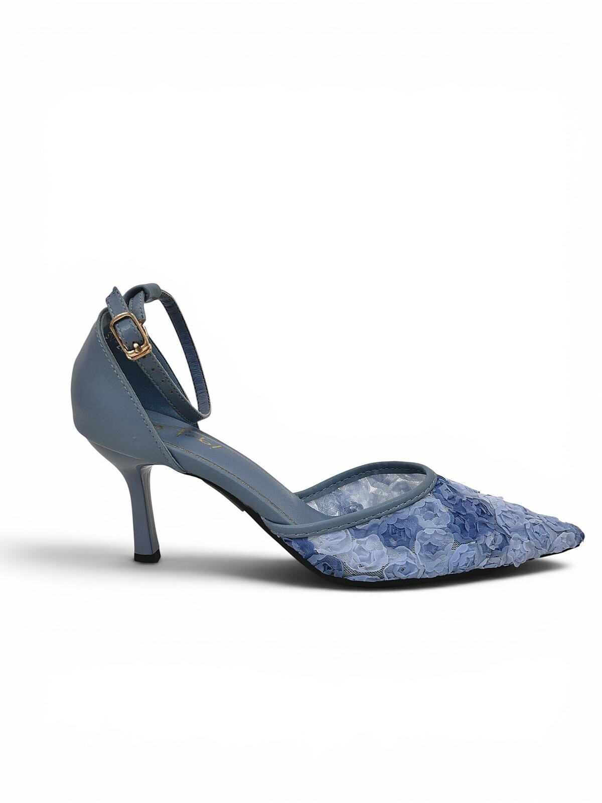Blue Floral Mesh Heels for Women-Urbantoes - Image 2