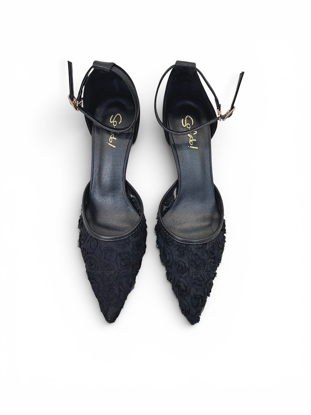 Black Floral Mesh Heels for Women-Urbantoes - Image 3