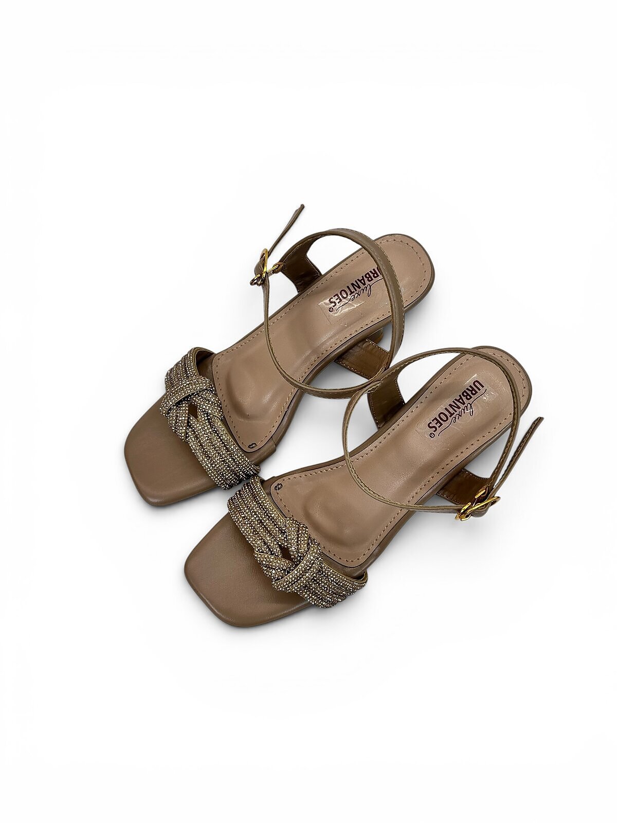 Taupe Party Wear Heels for Women with Shimmer Bow | UrbanToes - Image 4