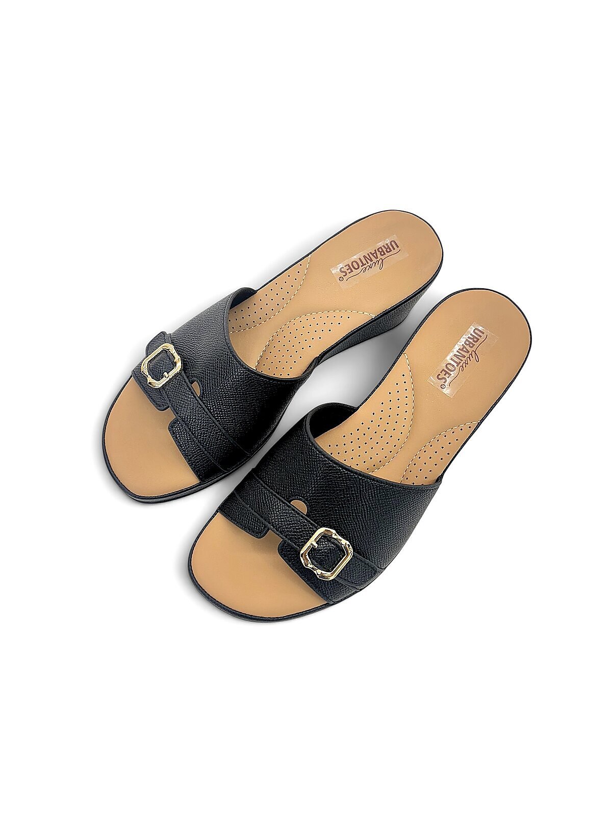 Black Wedge Sandals for Women Daily Wear | UrbanToes - Image 3
