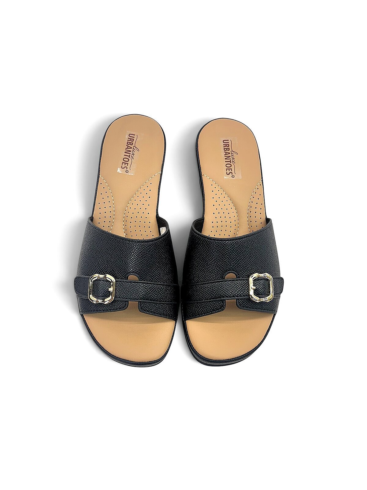 Black Wedge Sandals for Women Daily Wear | UrbanToes - Image 2