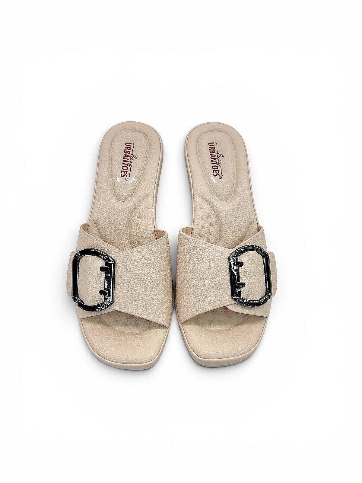 Beige Wedge Sandals for Women Daily Wear with Buckle | UrbanToes - Image 4