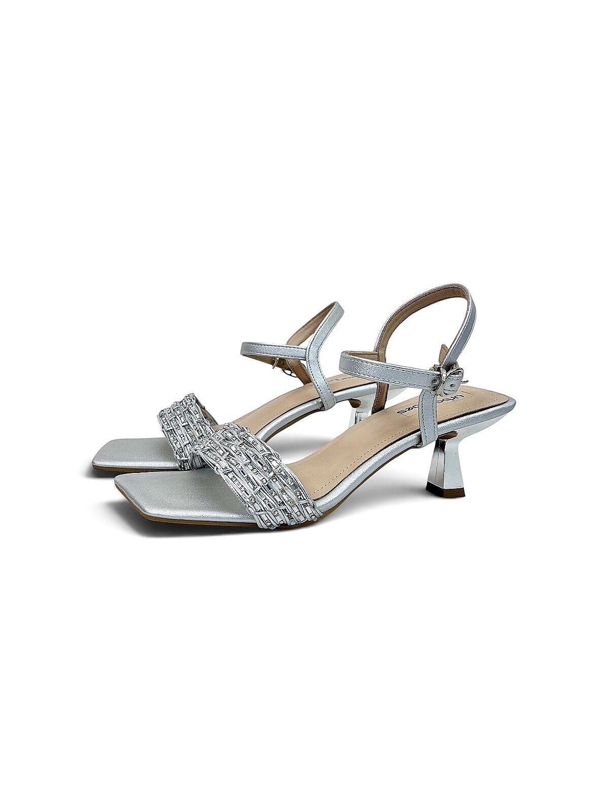 silver party wear kitten heels for women