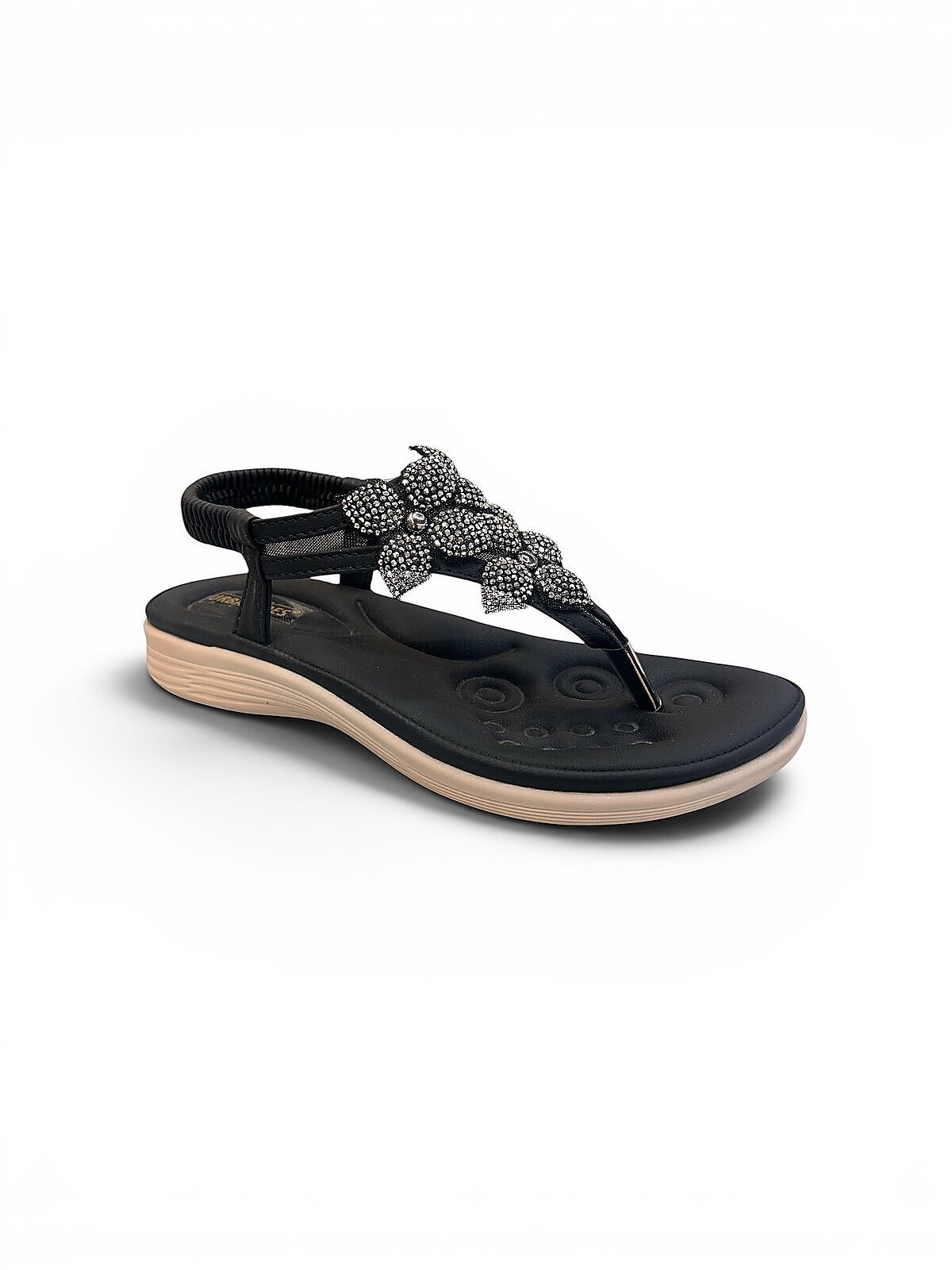 Black Comfort Sandals Women Floral Backstrap-Urbantoes - Image 2