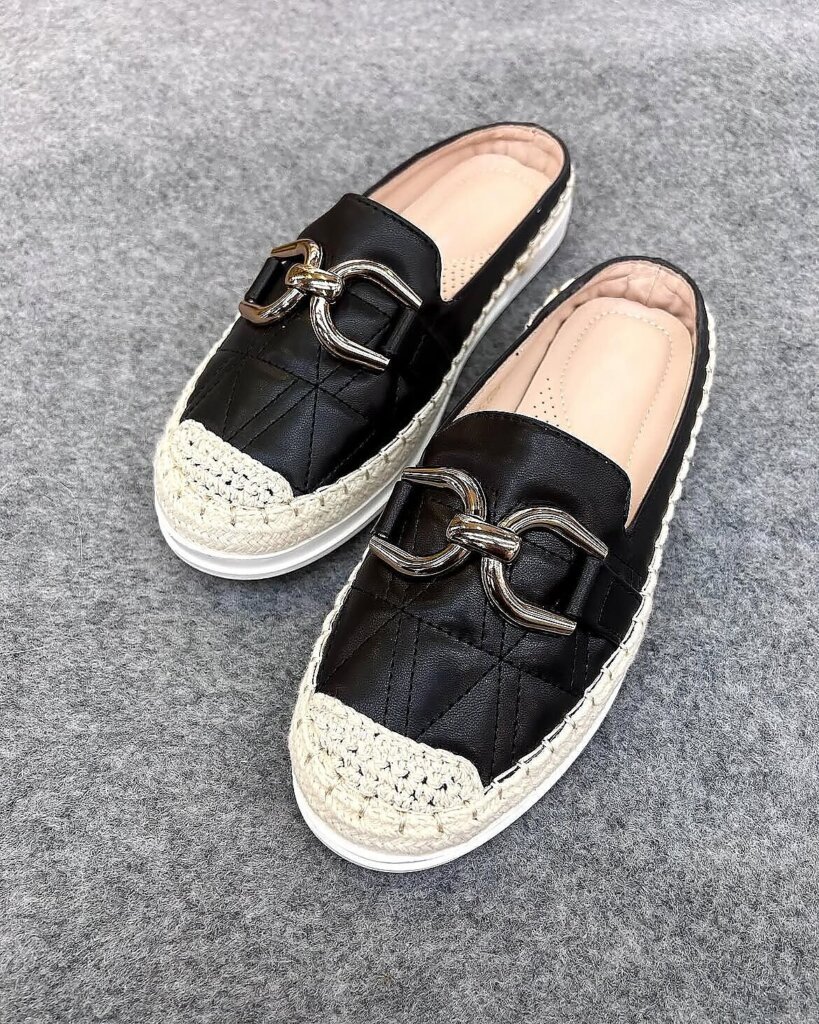 Black Espadrille Mule Shoes for Women Casual Wear | UrbanToes