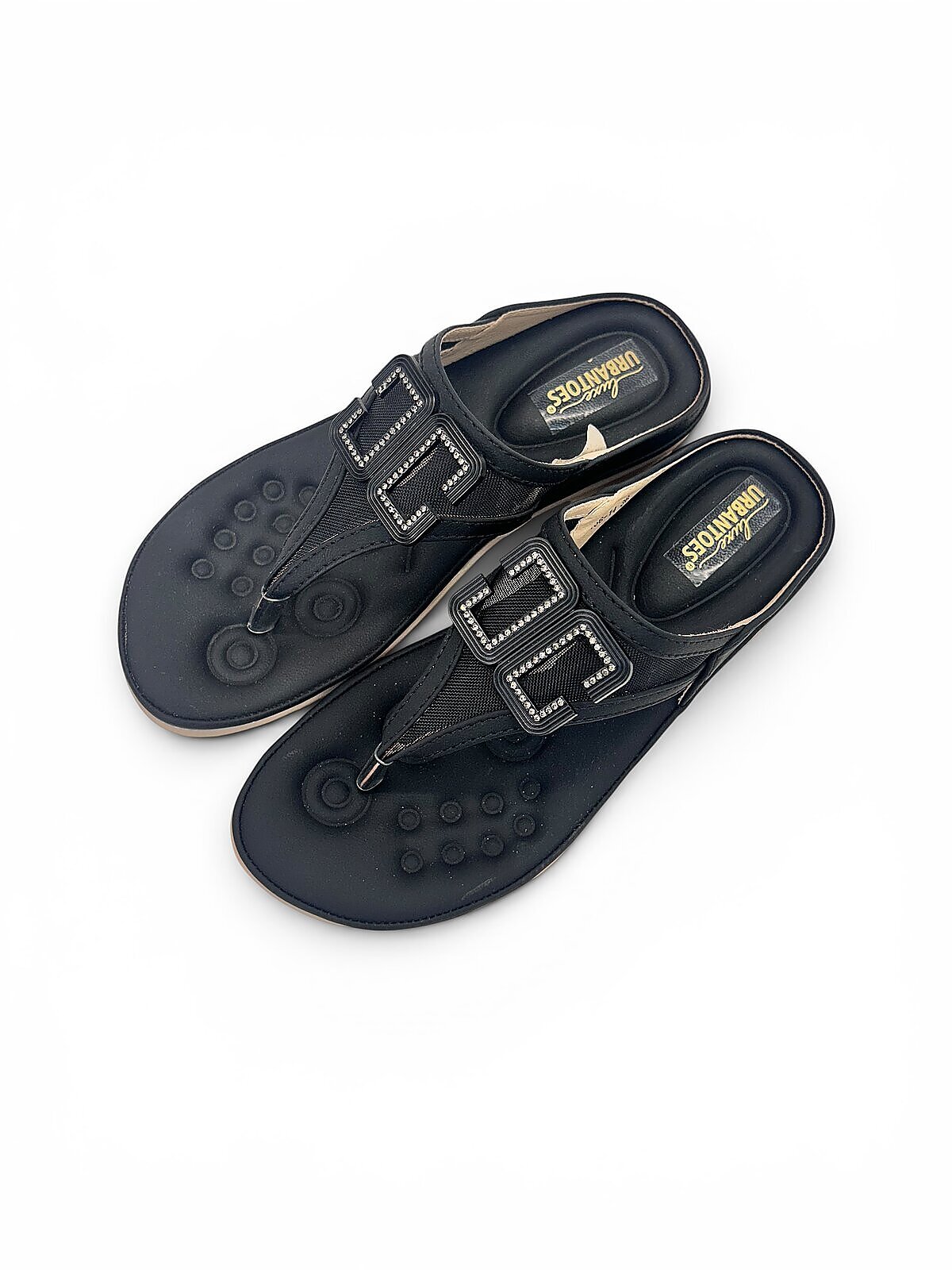 Black Wedge Toe-Post Sandals for Women - Image 4