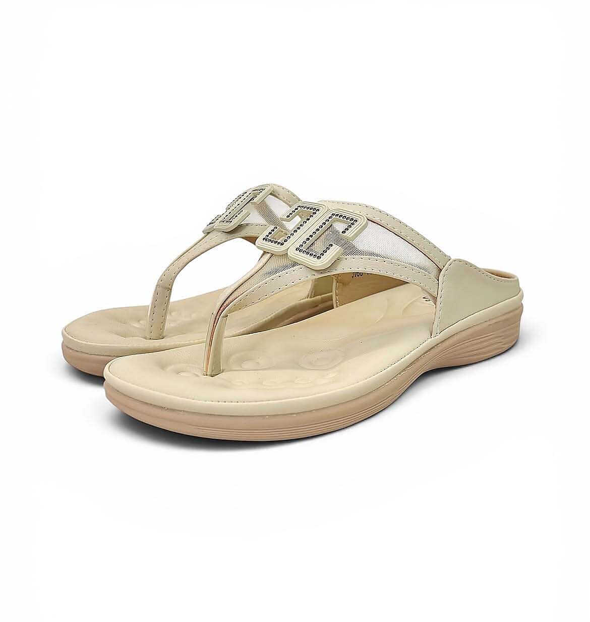 Beige Platform Toe-Post Sandals for Women - Image 2