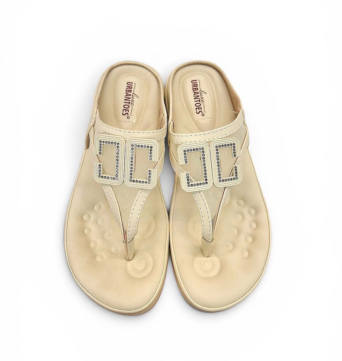 Beige Platform Toe-Post Sandals for Women - Image 4