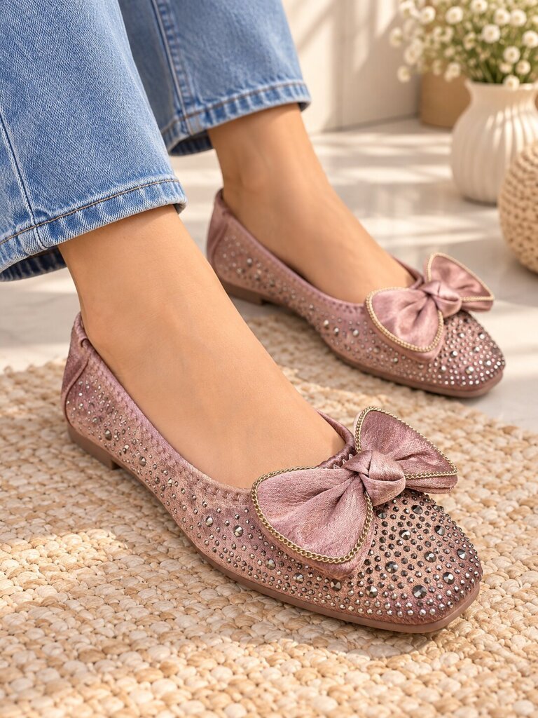Rosegold Ballerina Flats for Women with Bow & Embellished Detailing | UrbanToes
