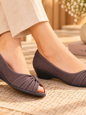 Women brown Peep-Toe Wedge Heels