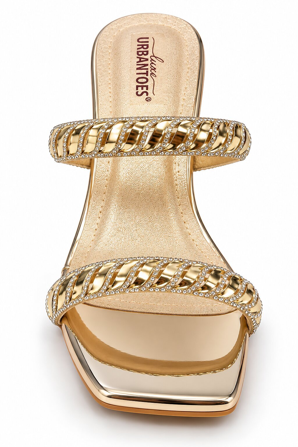 Glamorous Gold Rhinestone Mule Heels for Women - Image 4